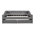 Upholstered Daybed With Two Drawers, Wood Slat Support, Gray, Full Size Old Sku :Lp001111Aae Gray Solid Wood