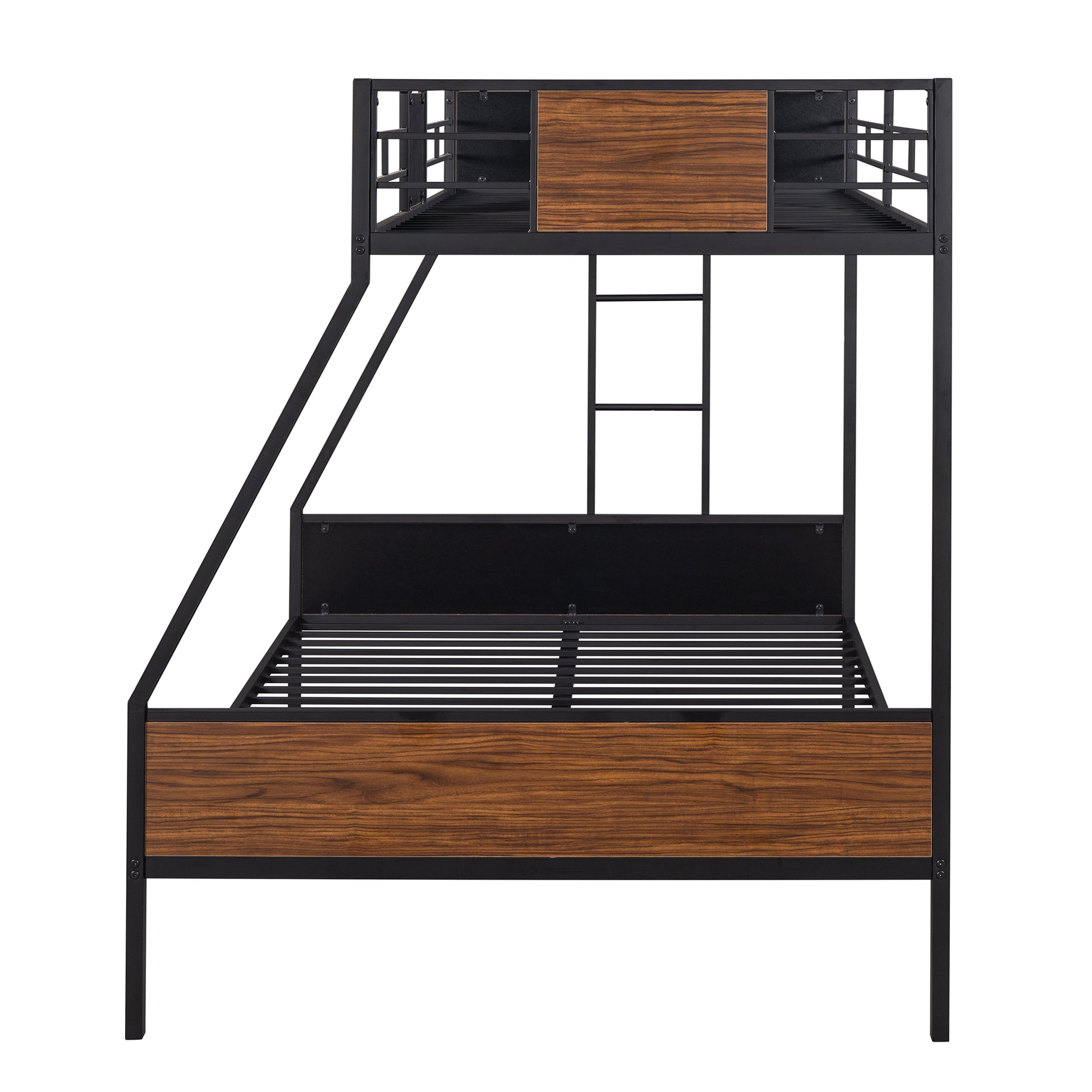 Twin Over Full Bunk Bed Modern Style Steel Frame Bunk Bed With Safety Rail, Built In Ladder For Bedroom, Dorm, Boys, Girls, Adults Old Sku:Lp000090Aad Full Brown Metal