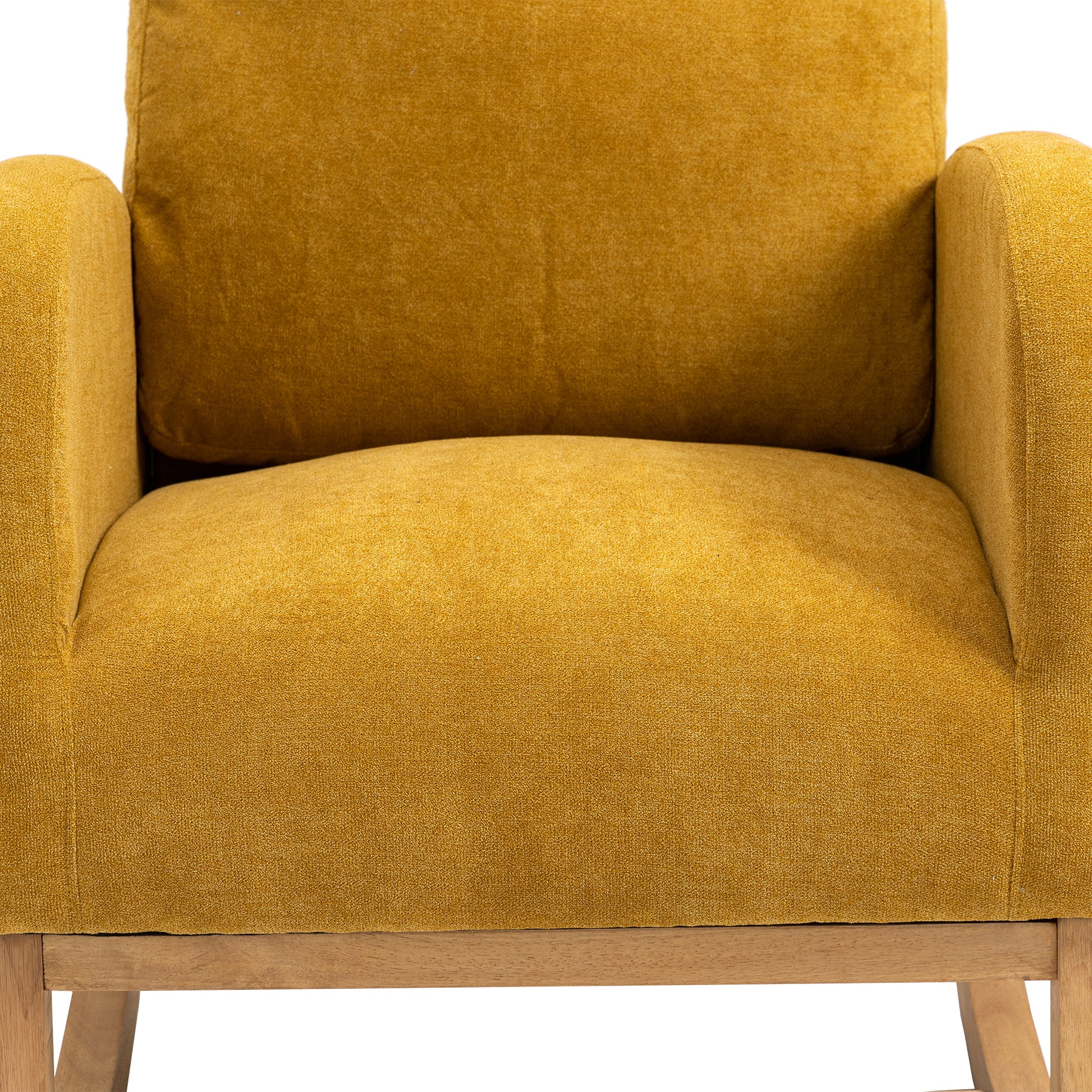 Coolmore Rocking Chair, Modern Glider Chair, Recliner Armchair With Wood Legs And Side Pocket, Nursery Rocking Accent Chair With High Back For Living Room Bedroom Mustard Yellow Linen Mustard Yellow Foam Solid Wood