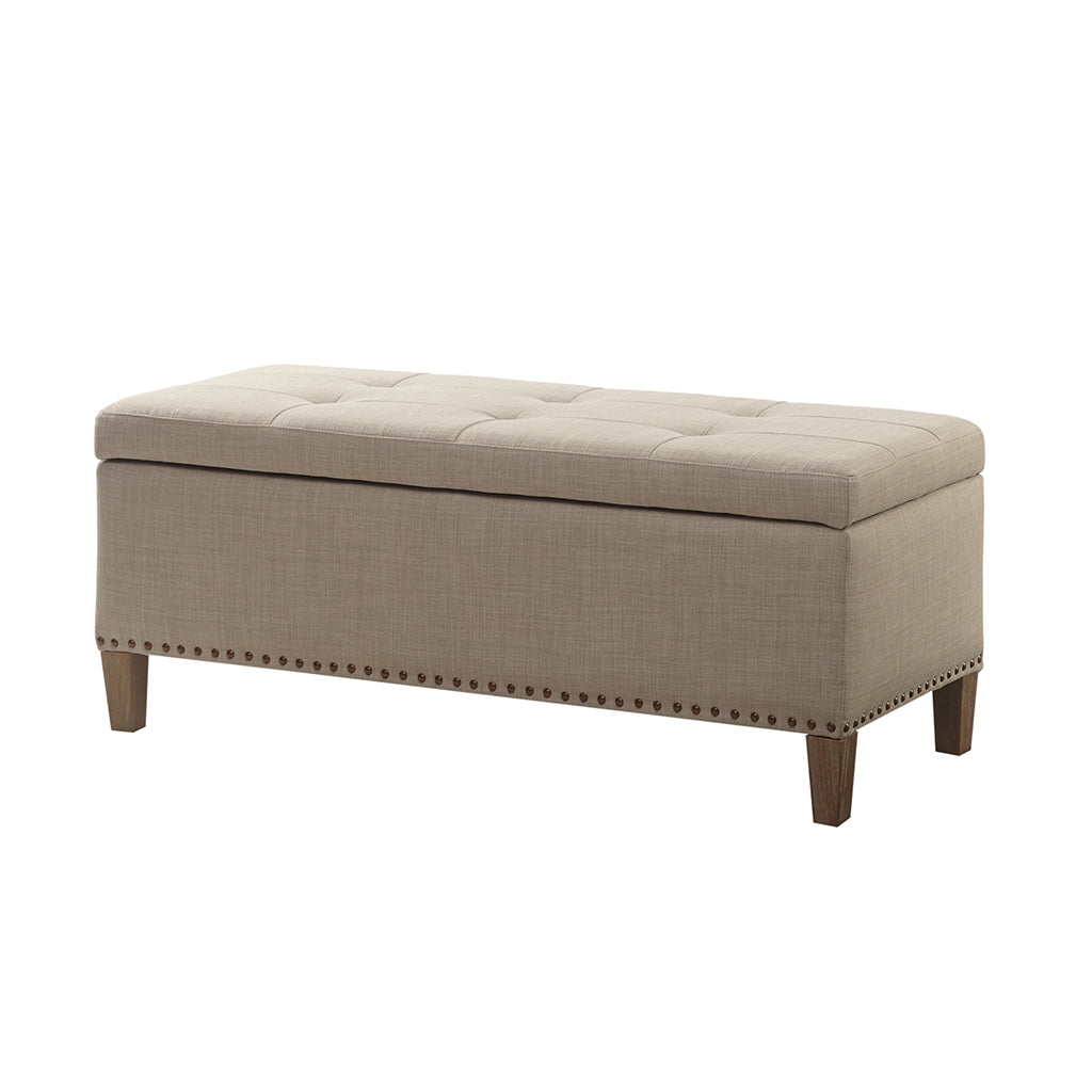 Tufted Top Soft Close Storage Bench Light Grey Polyester