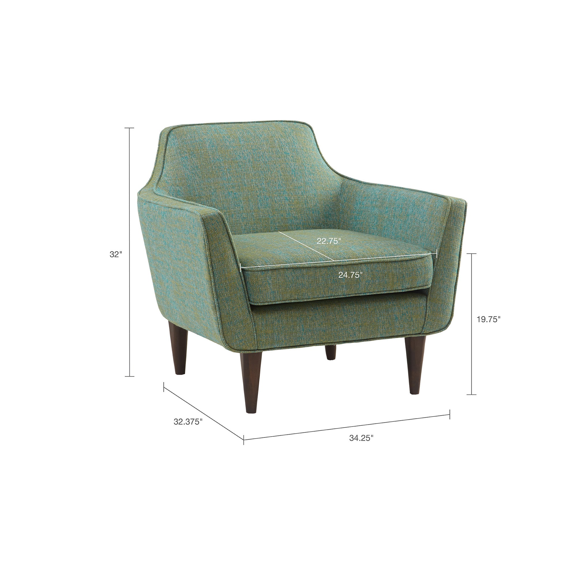 Mid Century Accent Chair Green Solid Wood