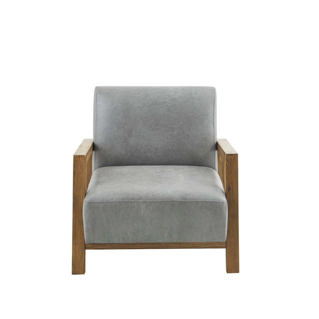 Low Profile Accent Chair Grey Polyester