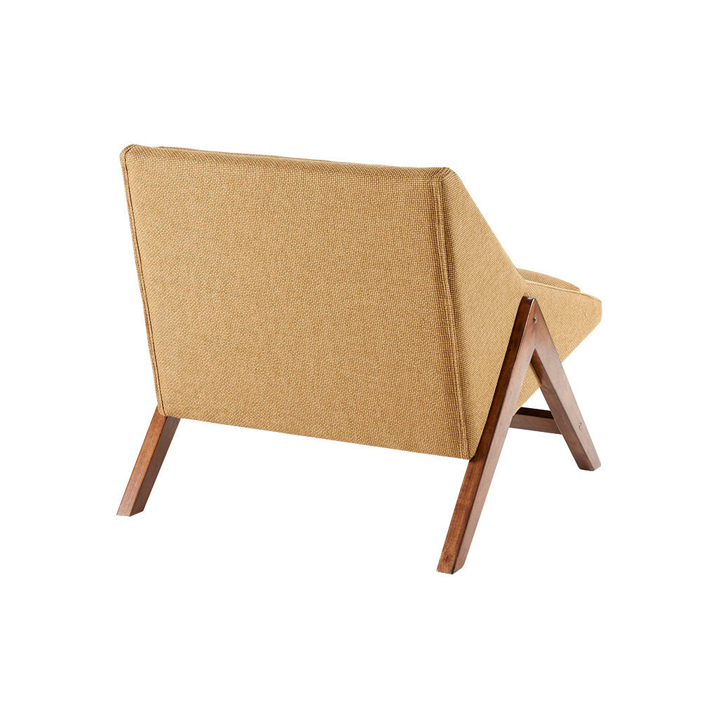 Accent Chair Mustard Yellow Pecan Polyester