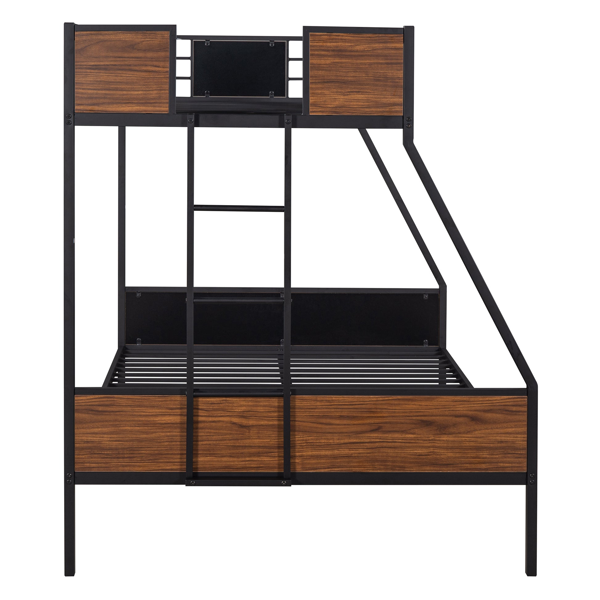 Twin Over Full Bunk Bed Modern Style Steel Frame Bunk Bed With Safety Rail, Built In Ladder For Bedroom, Dorm, Boys, Girls, Adults Old Sku:Lp000090Aad Full Brown Metal