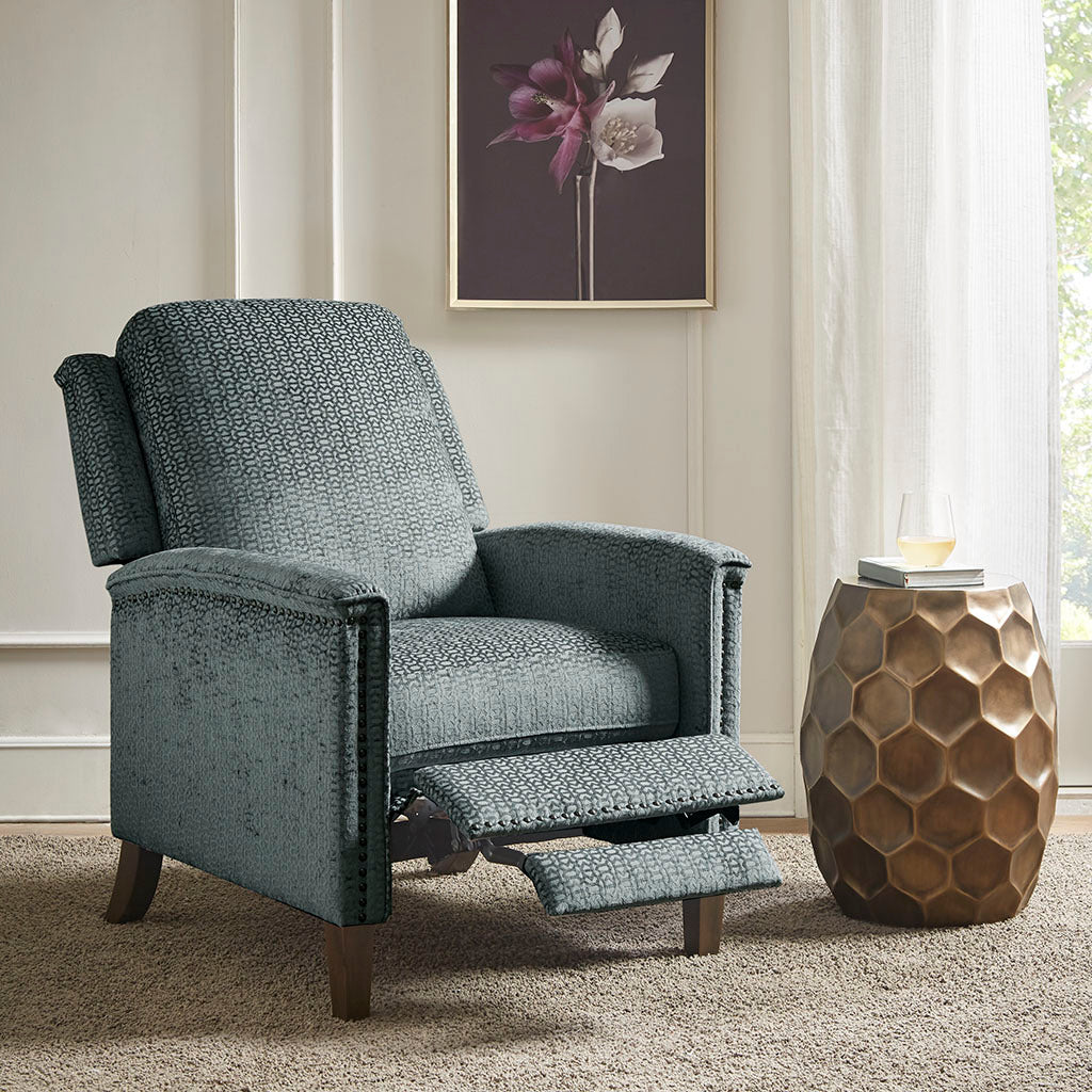 Push Back Recliner Grey Polyester