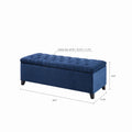 Tufted Top Soft Close Storage Bench Navy Polyester