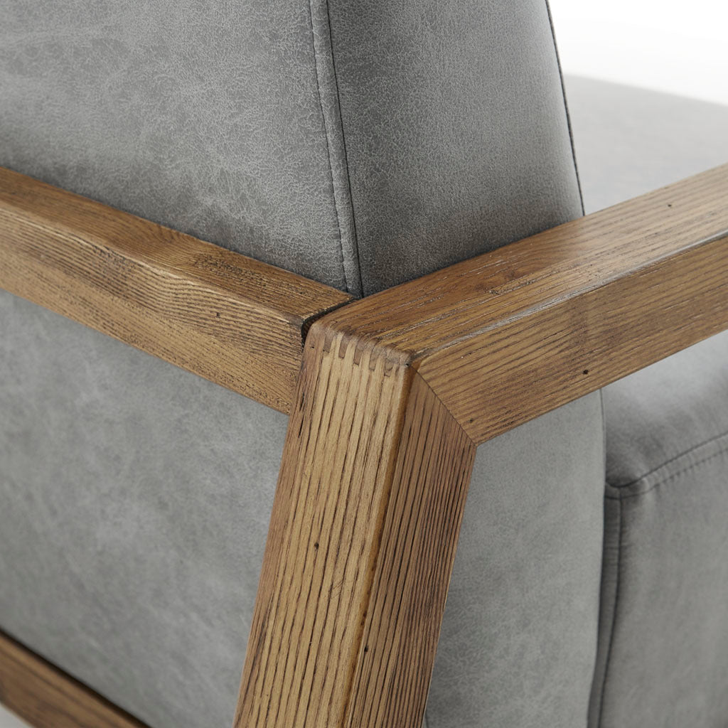 Low Profile Accent Chair Grey Polyester