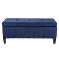 Tufted Top Soft Close Storage Bench Blue Polyester