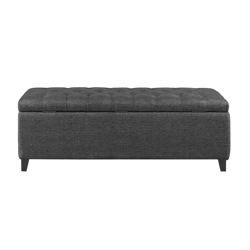 Tufted Top Soft Close Storage Bench Charcoal Polyester