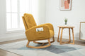 Coolmore Rocking Chair, Modern Glider Chair, Recliner Armchair With Wood Legs And Side Pocket, Nursery Rocking Accent Chair With High Back For Living Room Bedroom Mustard Yellow Linen Mustard Yellow Foam Solid Wood