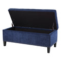 Tufted Top Soft Close Storage Bench Blue Polyester