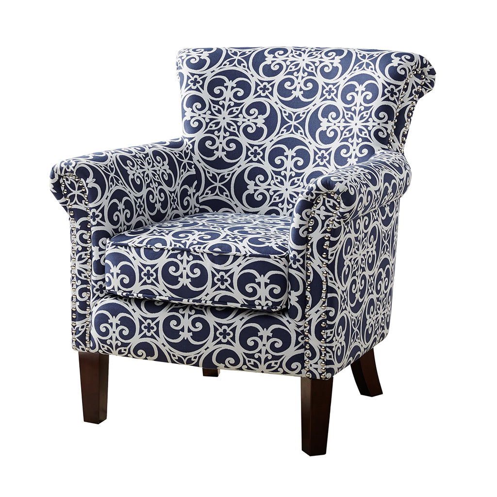 Brooke Tight Back Club Chair Navy Solid Wood