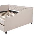 Upholstered Daybed With Two Drawers, Wood Slat Support, Beige, Full Size Old Sku :Lp001111Aaa Beige Solid Wood