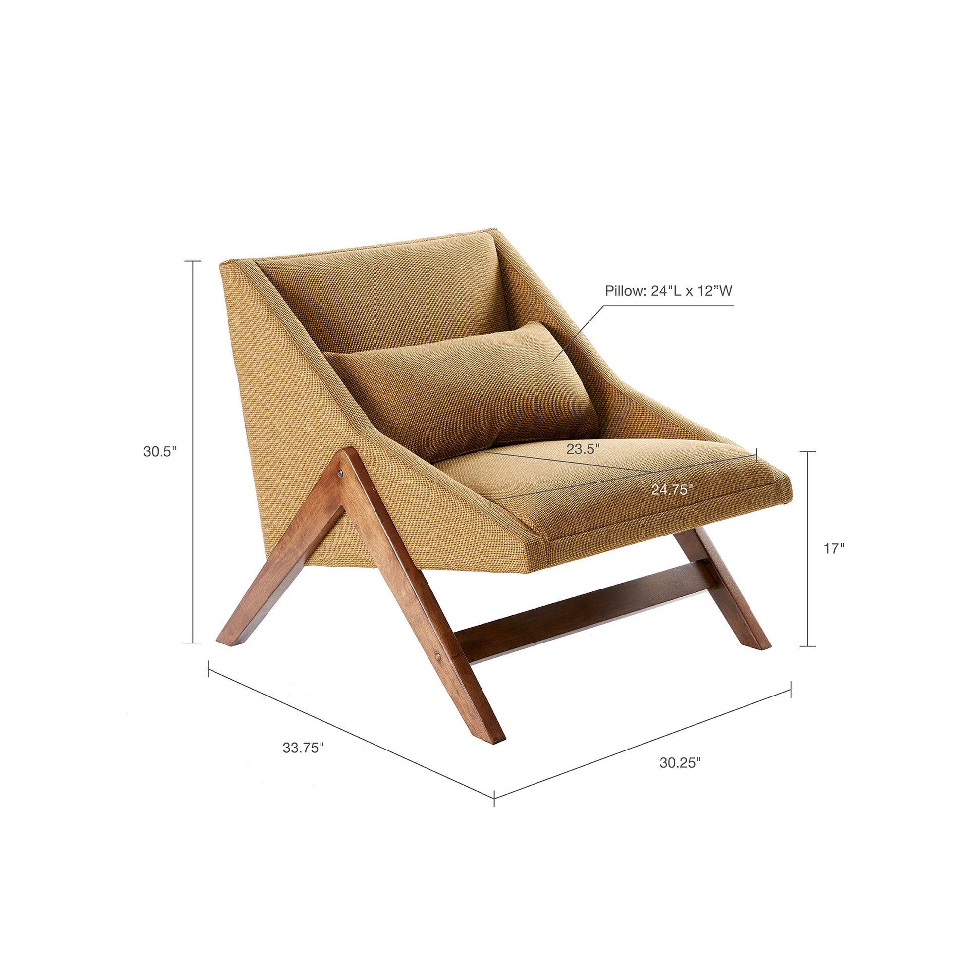 Accent Chair Mustard Yellow Pecan Polyester