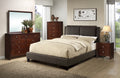 Eastern King Size Bed 1Pc Bed Set Brown Faux Leather Upholstered Two Panel Bed Frame Headboard Bedroom Furniture Box Spring Not Required King Brown Wood Bedroom Modern Pine Bed Frame Faux Leather Particle Board