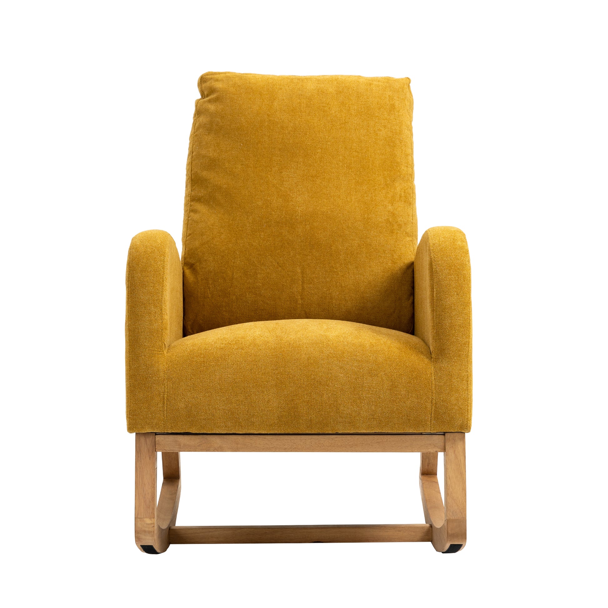 Coolmore Rocking Chair, Modern Glider Chair, Recliner Armchair With Wood Legs And Side Pocket, Nursery Rocking Accent Chair With High Back For Living Room Bedroom Mustard Yellow Linen Mustard Yellow Foam Solid Wood