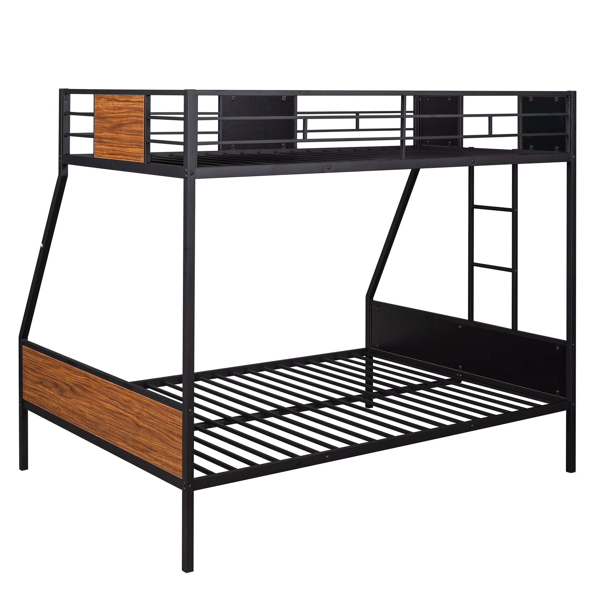 Twin Over Full Bunk Bed Modern Style Steel Frame Bunk Bed With Safety Rail, Built In Ladder For Bedroom, Dorm, Boys, Girls, Adults Old Sku:Lp000090Aad Full Brown Metal