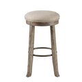 Backless Bar Stool With Swivel Seat Light Grey Polyester