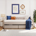 Upholstered Daybed With Two Drawers, Wood Slat Support, Beige, Full Size Old Sku :Lp001111Aaa Beige Solid Wood