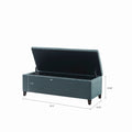 Tufted Top Soft Close Storage Bench Blue Polyester