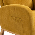 Coolmore Rocking Chair, Modern Glider Chair, Recliner Armchair With Wood Legs And Side Pocket, Nursery Rocking Accent Chair With High Back For Living Room Bedroom Mustard Yellow Linen Mustard Yellow Foam Solid Wood