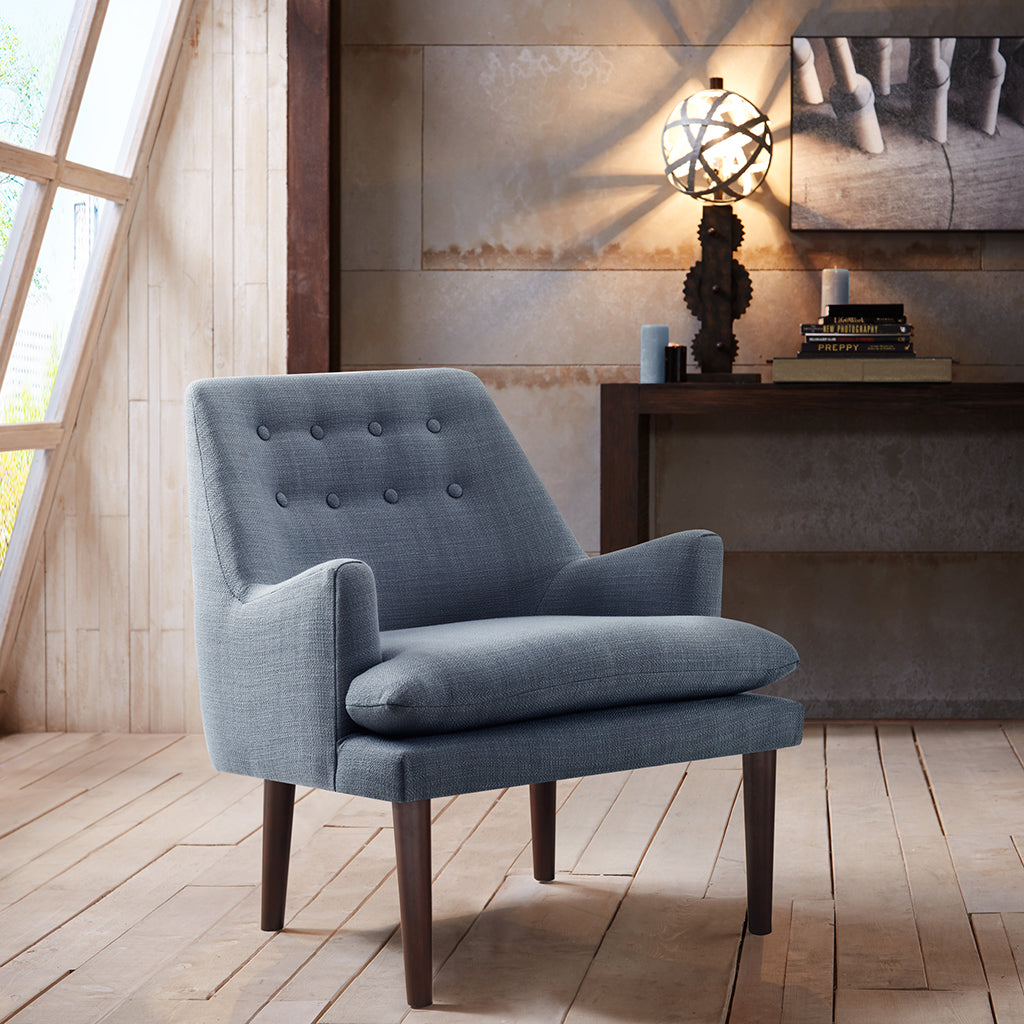 Mid Century Accent Chair Blue Polyester