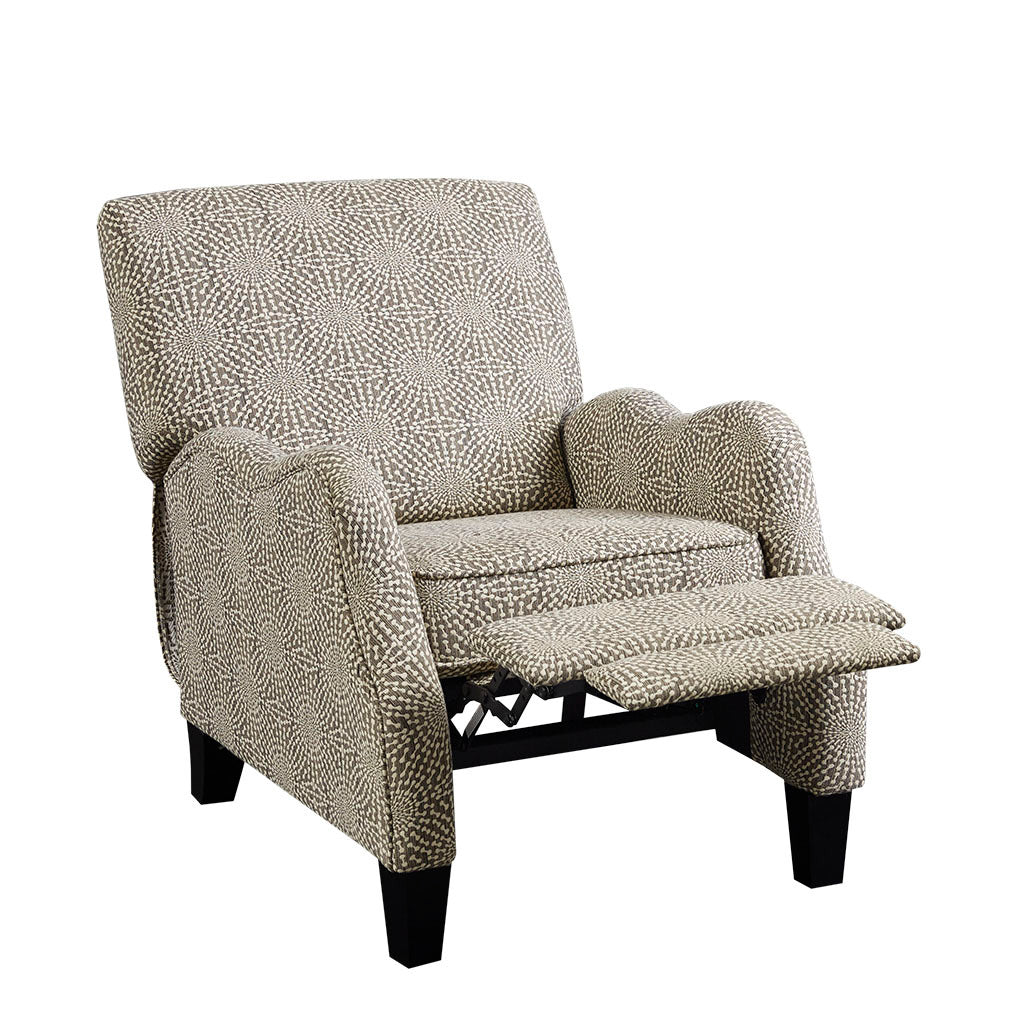 Push Back Recliner Beige Multi Polyester