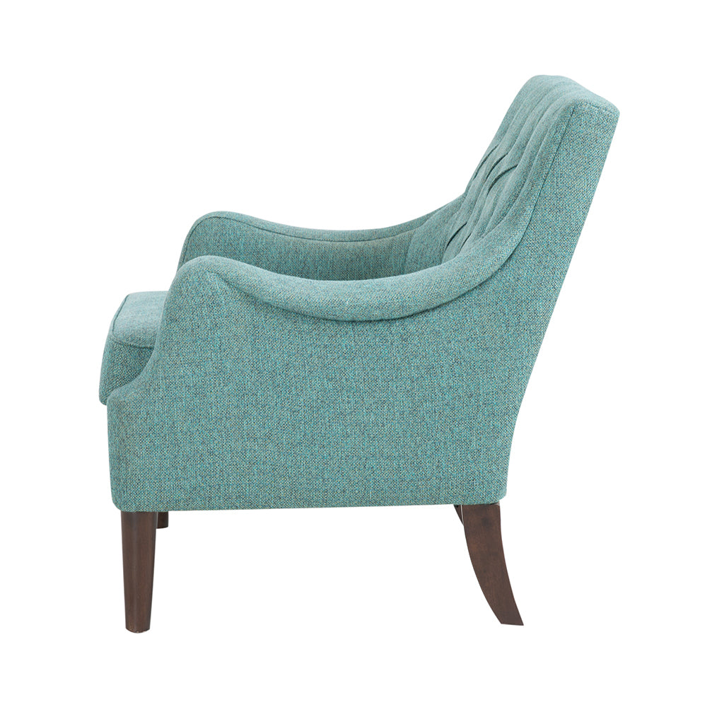 Button Tufted Accent Chair Teal Polyester
