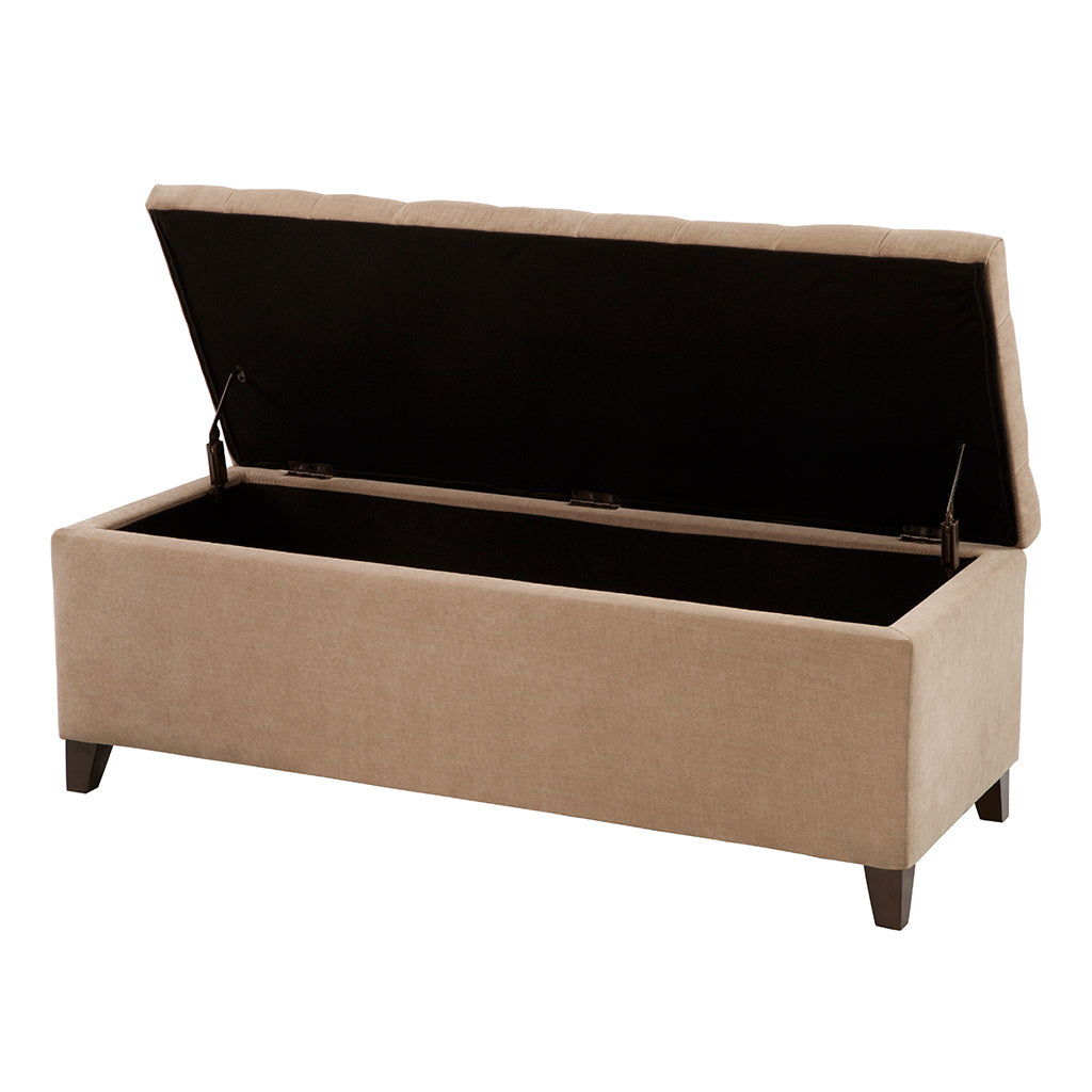 Tufted Top Soft Close Storage Bench Sand Polyester