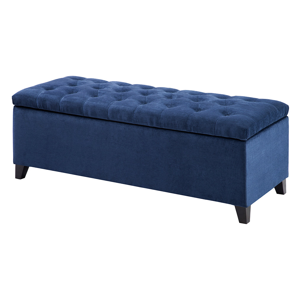 Tufted Top Soft Close Storage Bench Navy Polyester