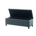 Tufted Top Soft Close Storage Bench Blue Polyester