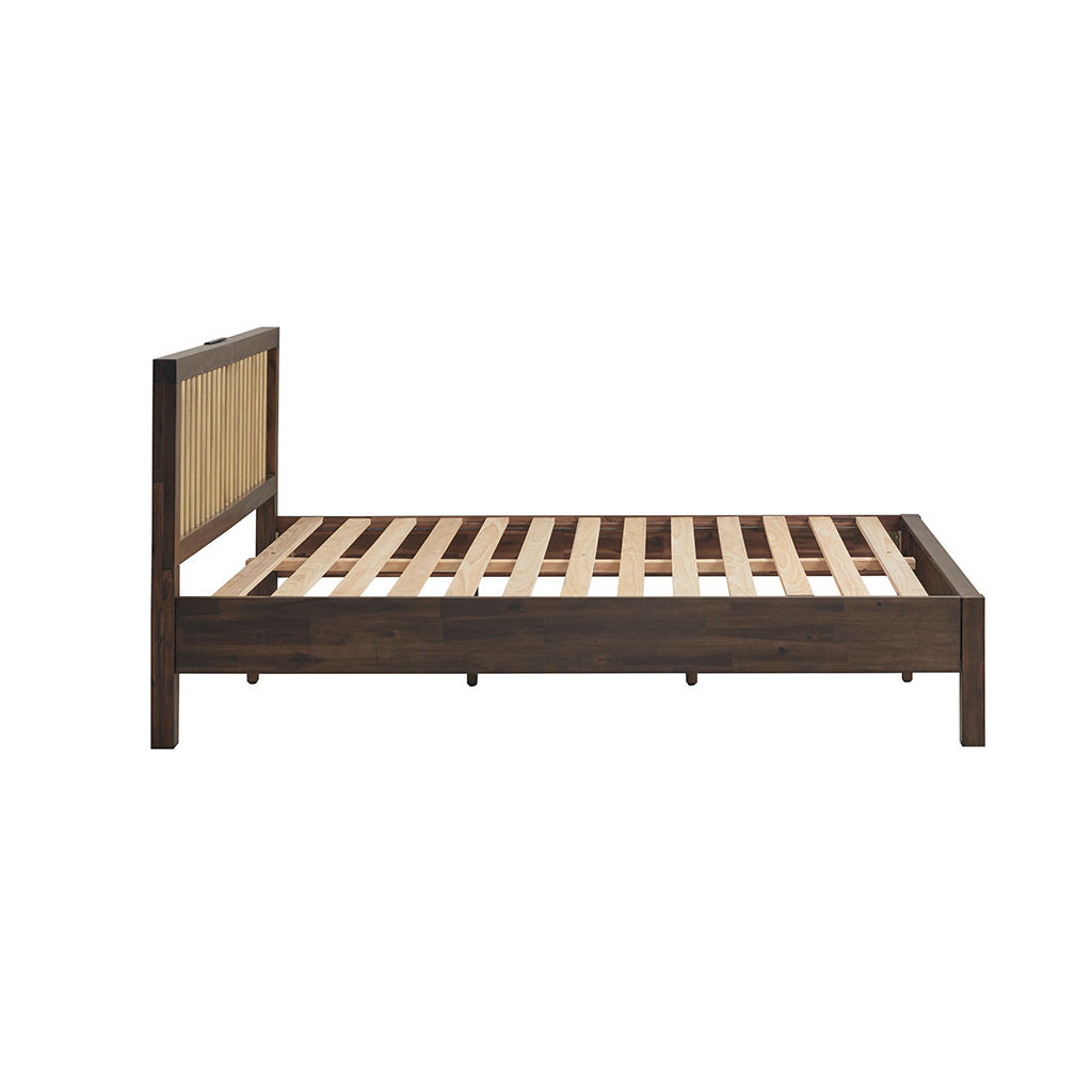 Queen Bed Brown Bronze Wood