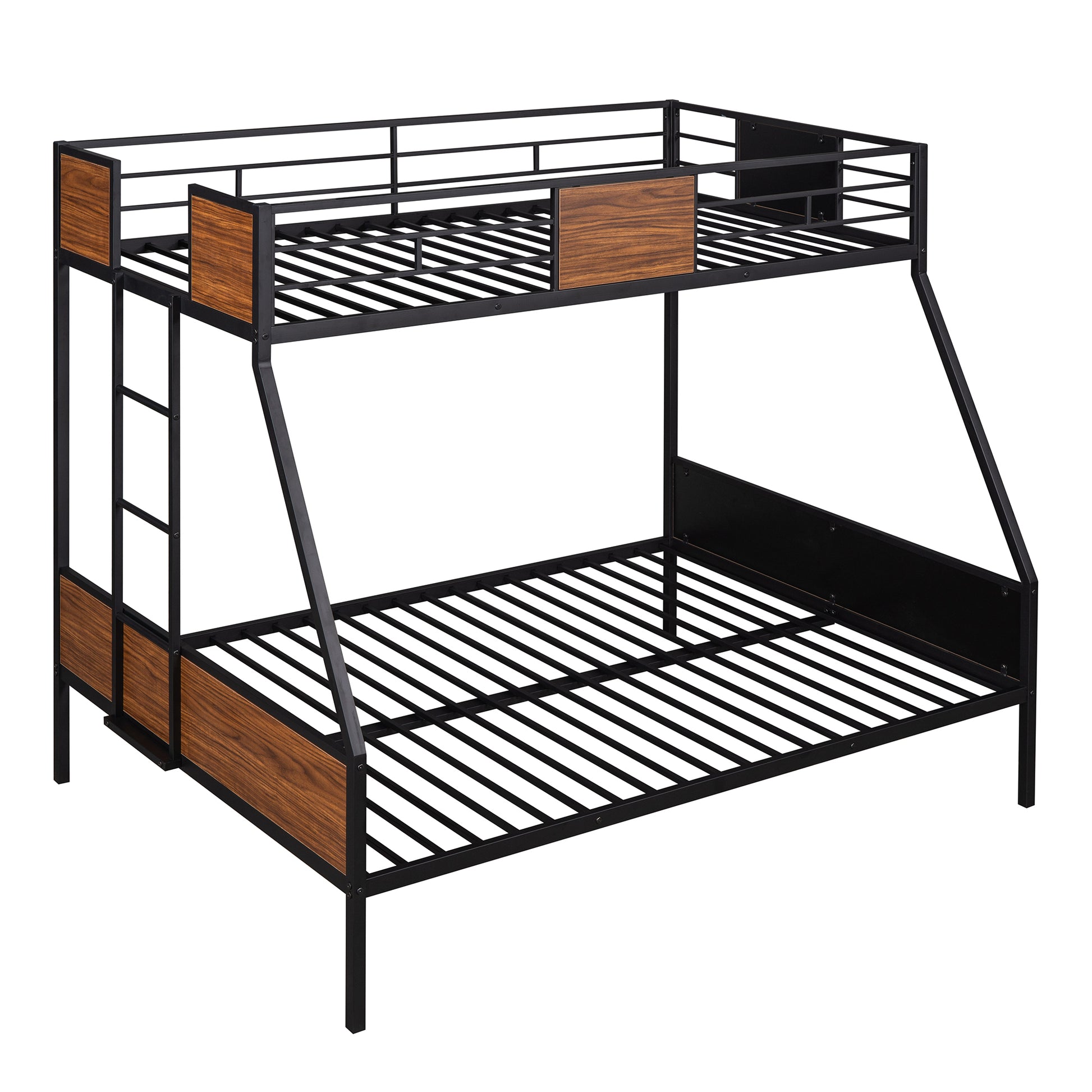 Twin Over Full Bunk Bed Modern Style Steel Frame Bunk Bed With Safety Rail, Built In Ladder For Bedroom, Dorm, Boys, Girls, Adults Old Sku:Lp000090Aad Full Brown Metal