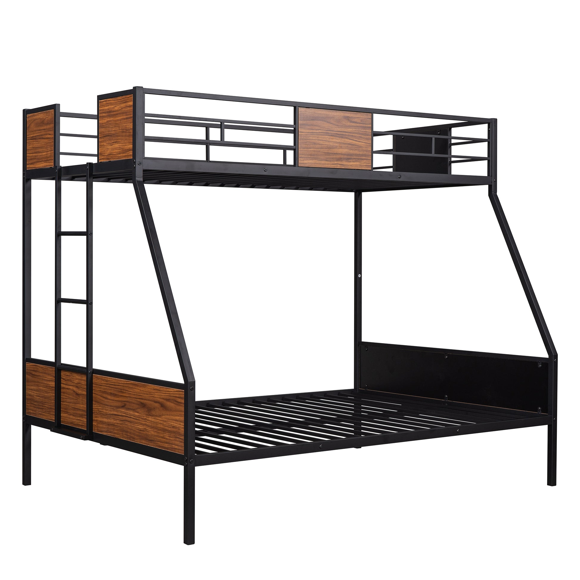 Twin Over Full Bunk Bed Modern Style Steel Frame Bunk Bed With Safety Rail, Built In Ladder For Bedroom, Dorm, Boys, Girls, Adults Old Sku:Lp000090Aad Full Brown Metal