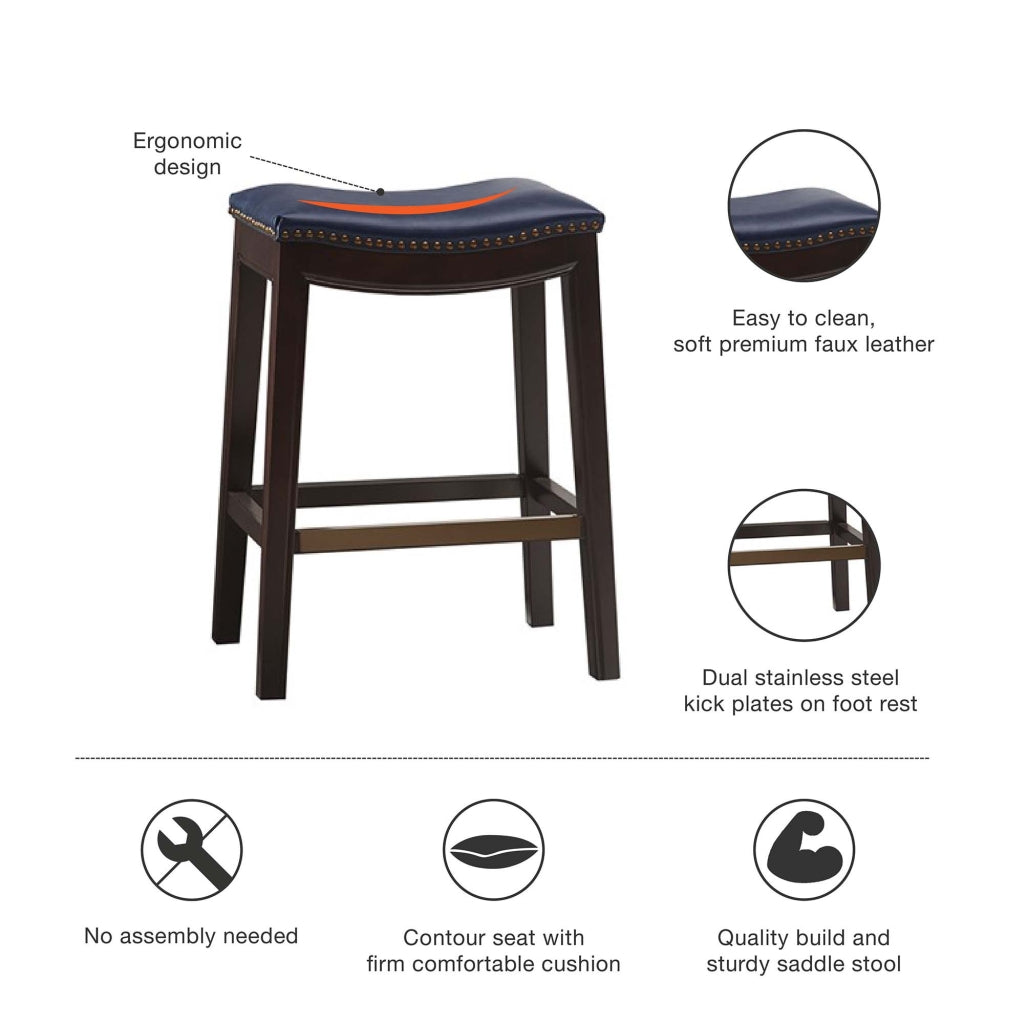 Saddle Counter Stool Navy Polyester