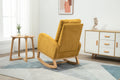 Coolmore Rocking Chair, Modern Glider Chair, Recliner Armchair With Wood Legs And Side Pocket, Nursery Rocking Accent Chair With High Back For Living Room Bedroom Mustard Yellow Linen Mustard Yellow Foam Solid Wood