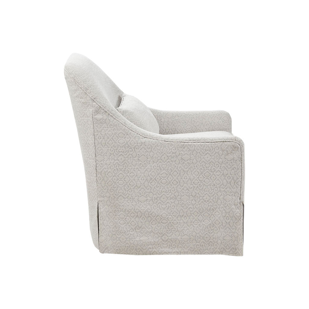 Theo Swivel Glider Chair Ivory Solid Wood