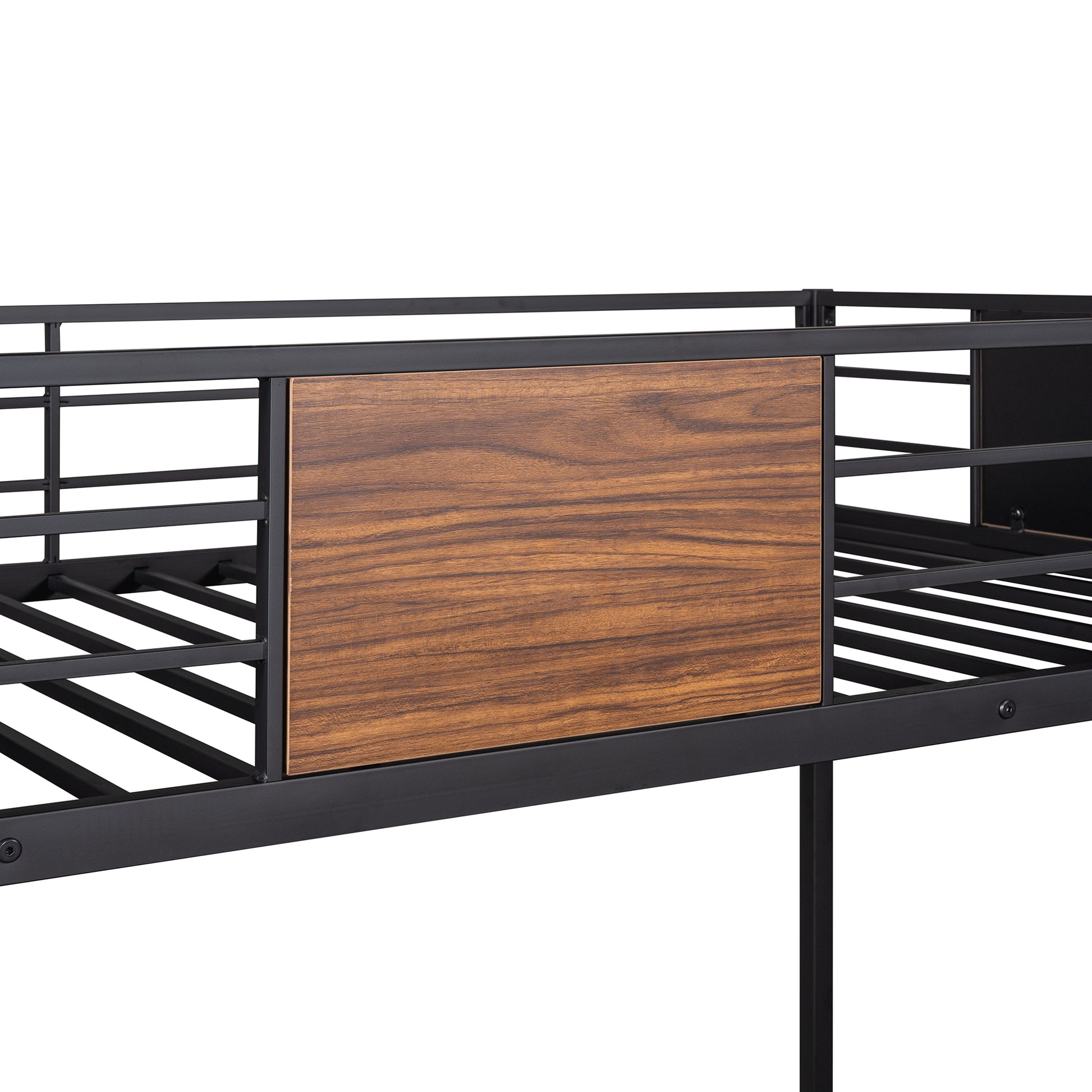 Twin Over Full Bunk Bed Modern Style Steel Frame Bunk Bed With Safety Rail, Built In Ladder For Bedroom, Dorm, Boys, Girls, Adults Old Sku:Lp000090Aad Full Brown Metal