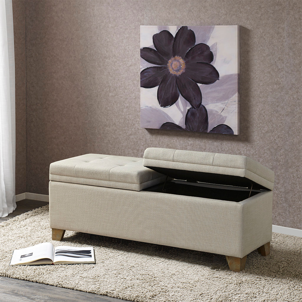 Soft Close Storage Bench Natural Polyester