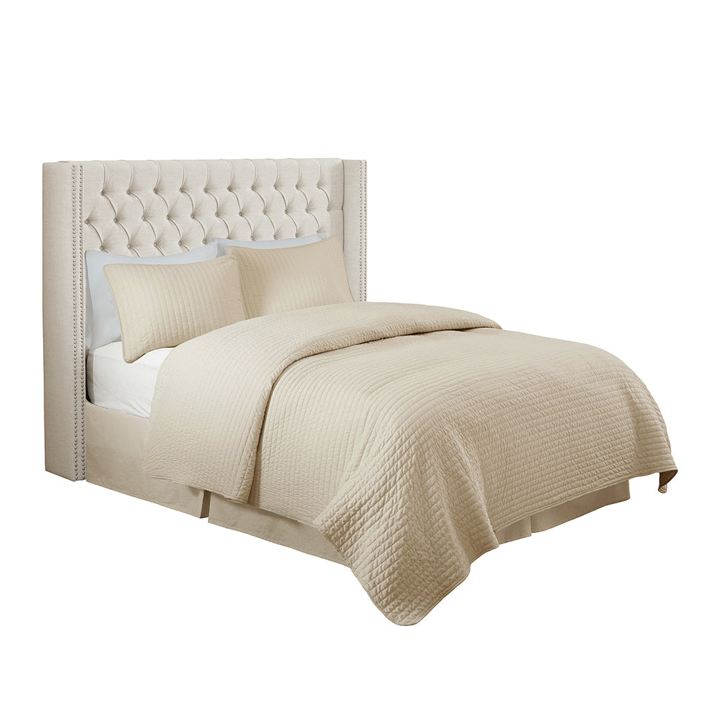 Upholstery Headboard Cream Polyester