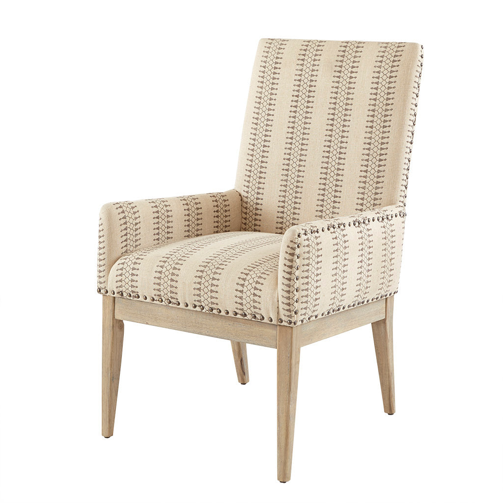 High Back Dining Armchair Set Of 2 Natural Polyester