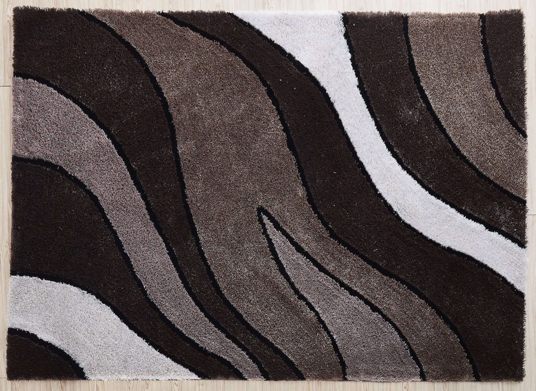 "Aria Collection" Soft Pile Hand Tufted Shag Area Rug Brown Polyester