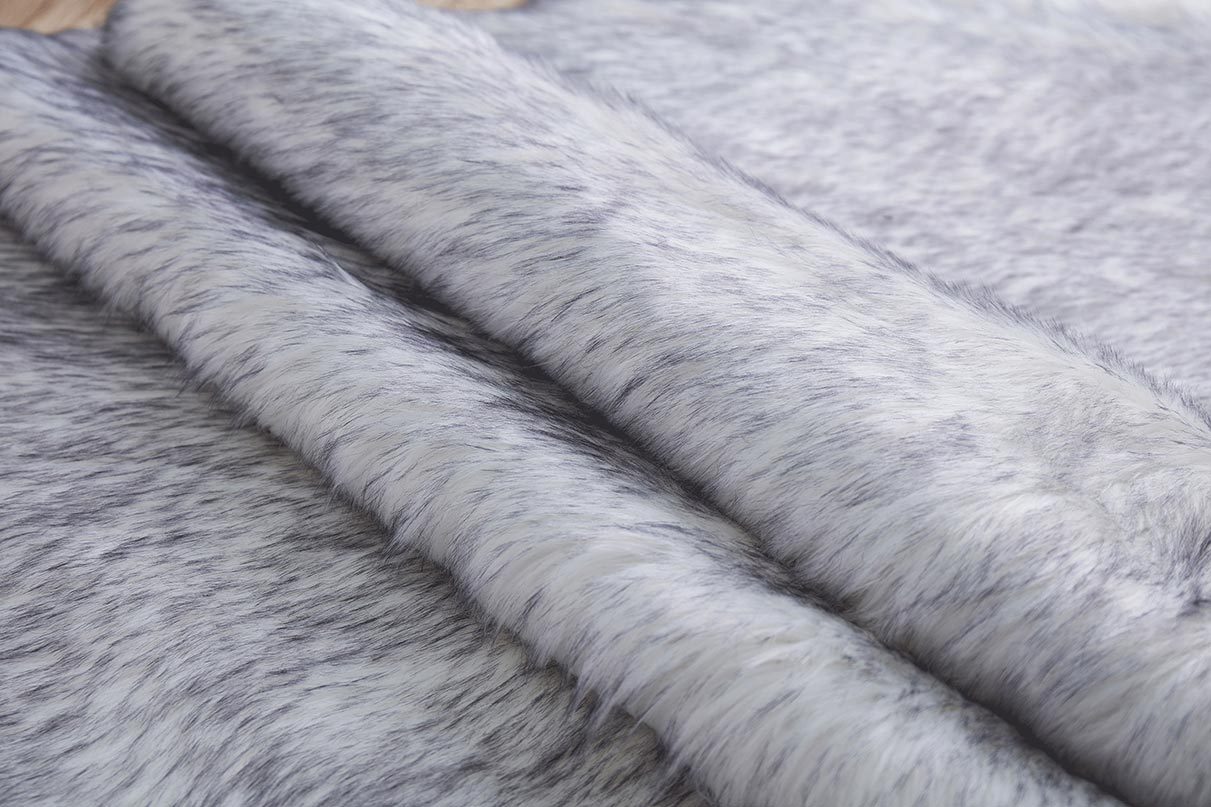 "Luxury Decorative" Hand Tufted Faux Fur Sheepskin Area Rug Dark Gray Acrylic