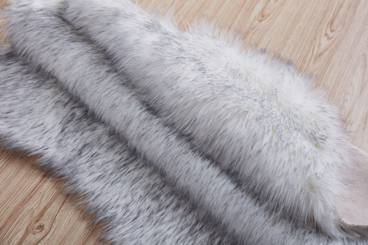 "Luxury Decorative" Hand Tufted Faux Fur Sheepskin Area Rug Dark Gray Acrylic