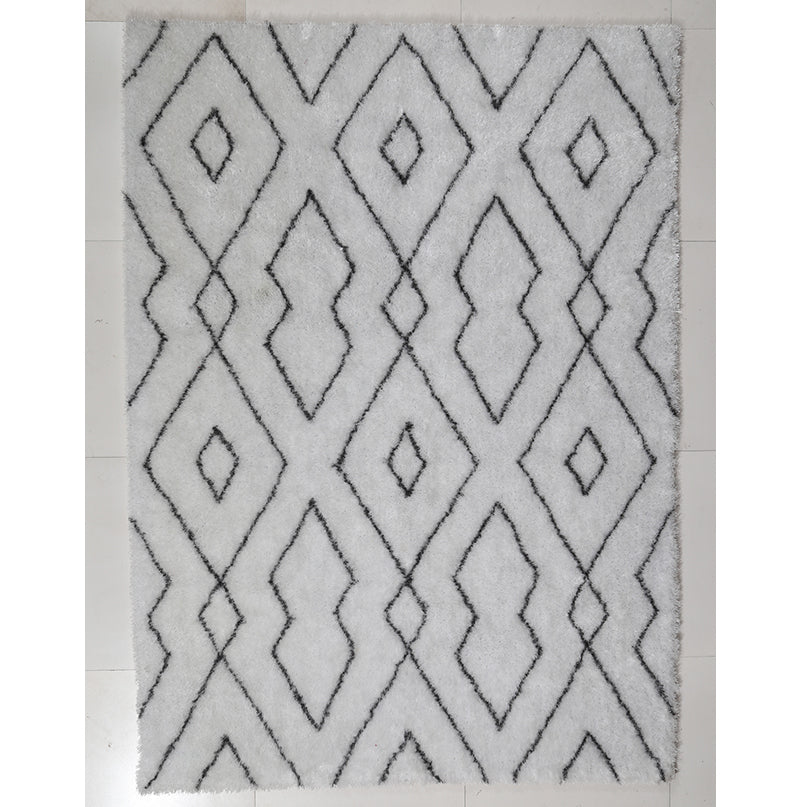 "Aria Collection" Soft Pile Hand Tufted Shag Area Rug White Polyester