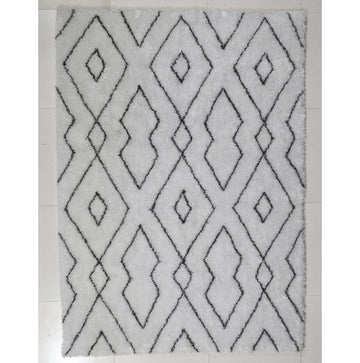 "Aria Collection" Soft Pile Hand Tufted Shag Area Rug White Polyester