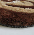 Flower Shape Hand Tufted 2 Inch Thick Shag Rug 36 In Diameter Beige Polyester