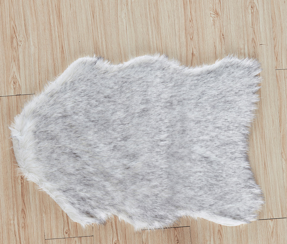 "Luxury Decorative" Hand Tufted Faux Fur Sheepskin Area Rug Dark Gray Acrylic