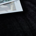 Lily Luxury Chinchilla Faux Fur Rectangular Area Rug Black Polyester