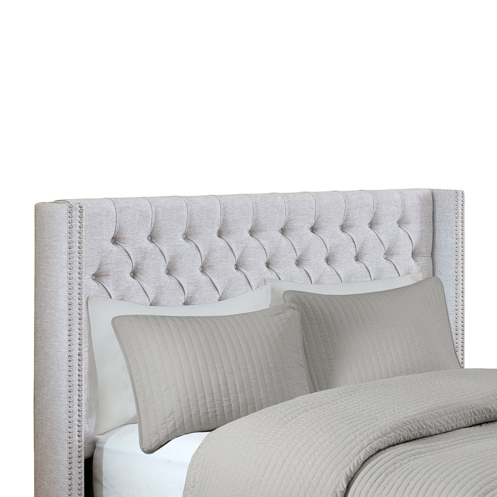 Upholstery Headboard Grey Polyester